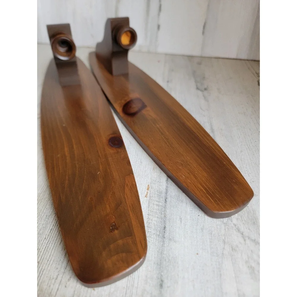 Vintage grandmacore wooden candle stick scones holder set hanging home wall